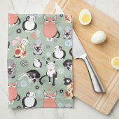 Cute Cat Kitchen Towel Theedoek (Quarter Fold)
