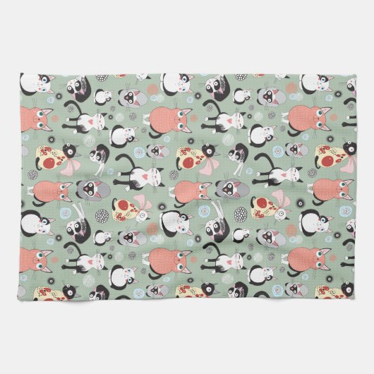Cute Cat Kitchen Towel Theedoek (Horizontaal)