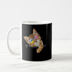 Cute Cat Kitten American Ukraine Flag Sunglusses Koffiemok