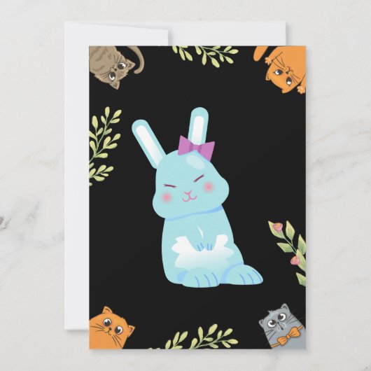 Cute Cat Kitten, Birthday Party van het Kind Kaart (Achterkant)