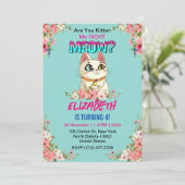 Cute Cat Kitten, Birthday Party van het Kind Kaart (Staand voorkant)