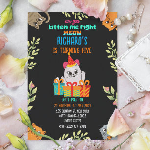 Cute Cat Kitten, Birthday Party van het Kind Kaart