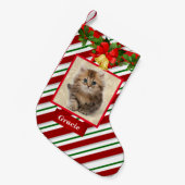 Cute Cat Kitten Foto met kerstcadeaunaam Kleine Kerstsok (Voorkant (Hangend))