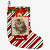 Cute Cat Kitten Foto met kerstcadeaunaam Kleine Kerstsok (Voorkant)