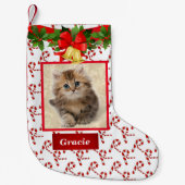 Cute Cat Kitten Foto met kerstcadeaunaam Kleine Kerstsok (Voorkant)