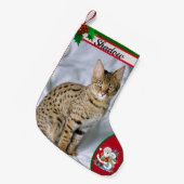 Cute Cat Kitten Foto met kerstcadeautjes Voornaam  Kleine Kerstsok (Voorkant (Hangend))