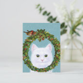 Cute Cat Kitten met kerstmis Wreatay-briefkaart Briefkaart (Staand voorkant)