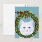 Cute Cat Kitten met kerstmis Wreatay-briefkaart Briefkaart (Voorkant / Achterkant)