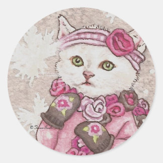 Cute Cat Kitten met Mittens-Stickers Ronde Sticker