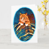 CUTE  CAT KITTEN MET RUG KAART (Gele Bloem)