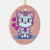 Cute Cat Kitten met Valentijn geïnspireerd op hart Keramisch Ornament (Rechts)