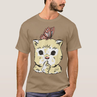 Cute Cat Kitten met vlinder T-shirt