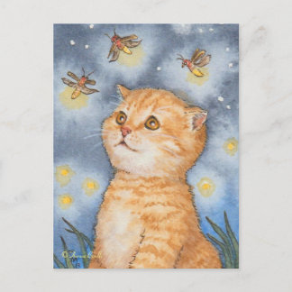 Cute Cat Kitten met vuurwerk Briefkaart