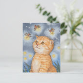 Cute Cat Kitten met vuurwerk Briefkaart (Staand voorkant)