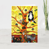 Cute Cat Kitten muis Klimt Tree-kaart Feestdagen Kaart (Voorkant)
