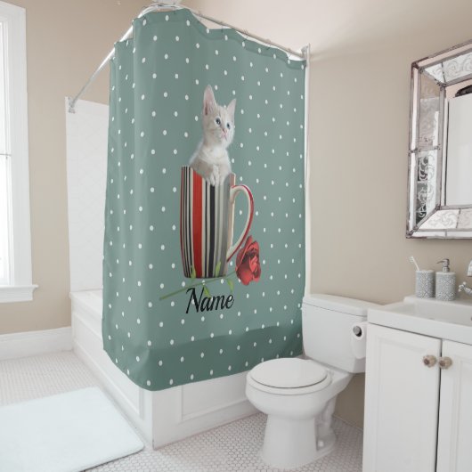 Cute Cat Kitten Pet Lovers Gift Douchegordijn (In situ)