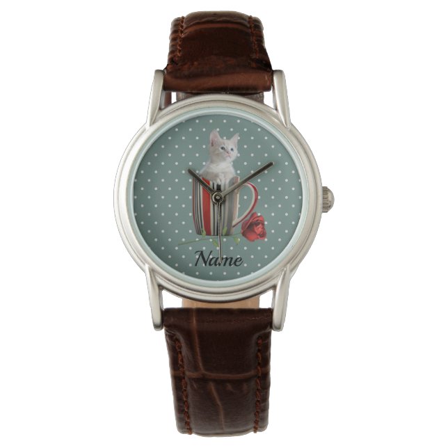 Cute Cat Kitten Pet Lovers Gift Horloge (Voorkant)
