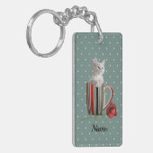 Cute Cat Kitten Pet Lovers Gift Sleutelhanger (Voorkant Links)