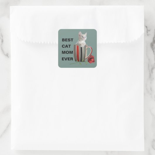Cute Cat Kitten Pet Lovers Gift Vierkante Sticker (Tas)