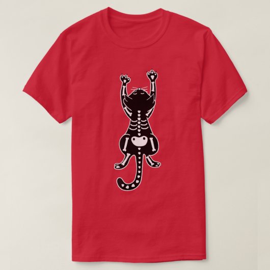 Cute Cat Kitten Skeleton Halloween T-shirt (Design voorkant)