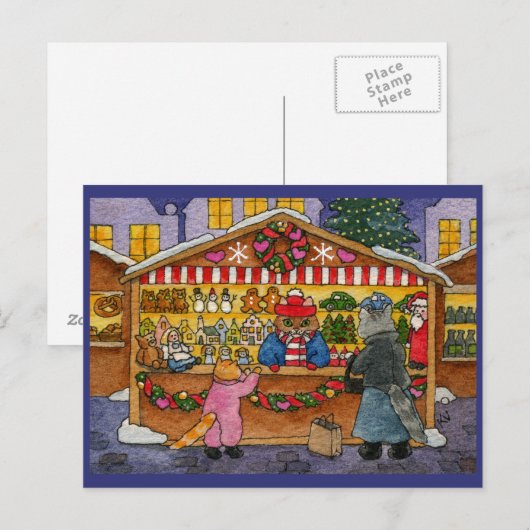 Cute Cat Kitten Speelgoed Market briefkaart (Voorkant / Achterkant)