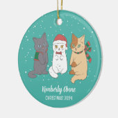 Cute Cat Kittens Kerstmis Snowy Winter Holiday Keramisch Ornament (Links)