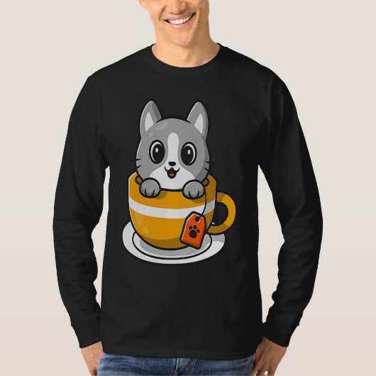 Cute Cat Kitty in a coffee or tea cup T-shirt (Voorkant)