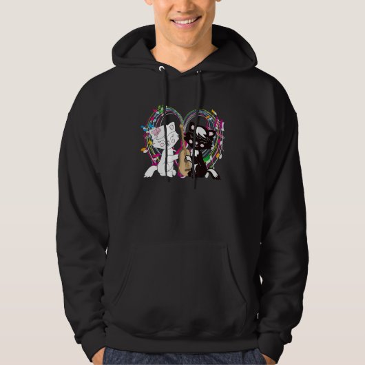 Cute Cat Kitty Playing Music Note Clef Musician Ar Hoodie (Voorkant)