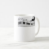 Cute Cat Kitty Playing Piano Music Clef Pianist Mu Koffiemok (Voorkant rechts)