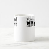 Cute Cat Kitty Playing Piano Music Clef Pianist Mu Koffiemok (Center)