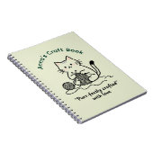 Cute Cat Knitting Craft Book Light Green Design Notitieboek (Rechterzijde)