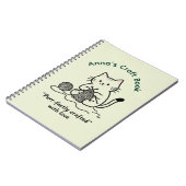Cute Cat Knitting Craft Book Light Green Design Notitieboek (Linkerzijde)