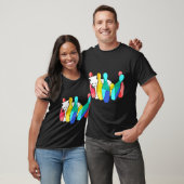 Cute Cat Knocking over Bowling Pins Kat T-shirt (Unisex)