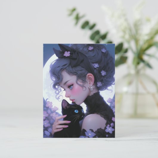 Cute Cat Lady Briefkaart (Staand voorkant)