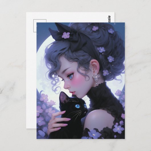 Cute Cat Lady Briefkaart (Voorkant / Achterkant)