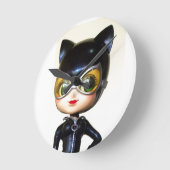 CUTE CAT LADY CLOCK RONDE KLOK (Hoek)