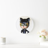 CUTE CAT LADY CLOCK RONDE KLOK (Huis)