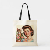 Cute Cat Lady Tote Bag (Achterkant)