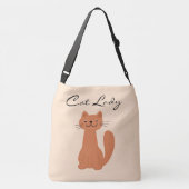 Cute Cat Lady Typography Simple Crossbody Tas (Achterkant)