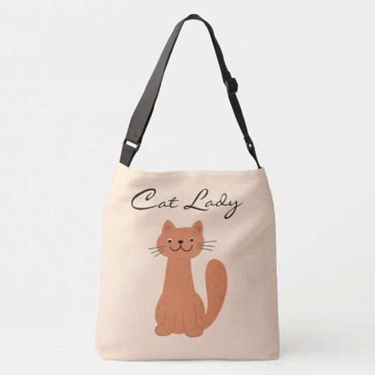 Cute Cat Lady Typography Simple Crossbody Tas (Achterkant)