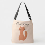 Cute Cat Lady Typography Simple Crossbody Tas (Voorkant)