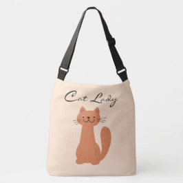 Cute Cat Lady Typography Simple Crossbody Tas