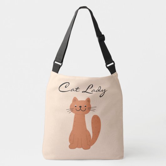 Cute Cat Lady Typography Simple Crossbody Tas (Voorkant)