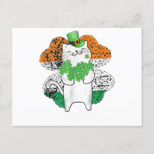 Cute Cat Leprechaun met shamrocks St Patricks Day Briefkaart