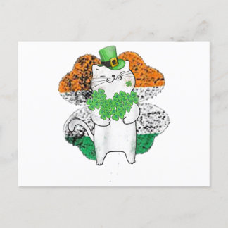 Cute Cat Leprechaun met shamrocks St Patricks Day Briefkaart