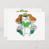 Cute Cat Leprechaun met shamrocks St Patricks Day Briefkaart (Voorkant / Achterkant)