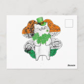 Cute Cat Leprechaun met shamrocks St Patricks Day Briefkaart (Achterkant)