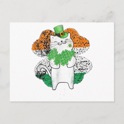 Cute Cat Leprechaun met shamrocks St Patricks Day Briefkaart (Voorkant)