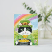 Cute Cat Leprechaun St. Paddy's Day Spring briefka Feestdagenkaart (Staand voorkant)