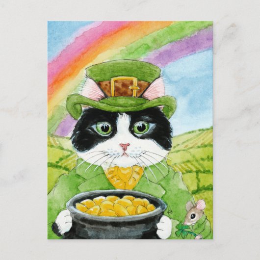 Cute Cat Leprechaun St. Paddy's Day Spring briefka Feestdagenkaart (Voorkant)